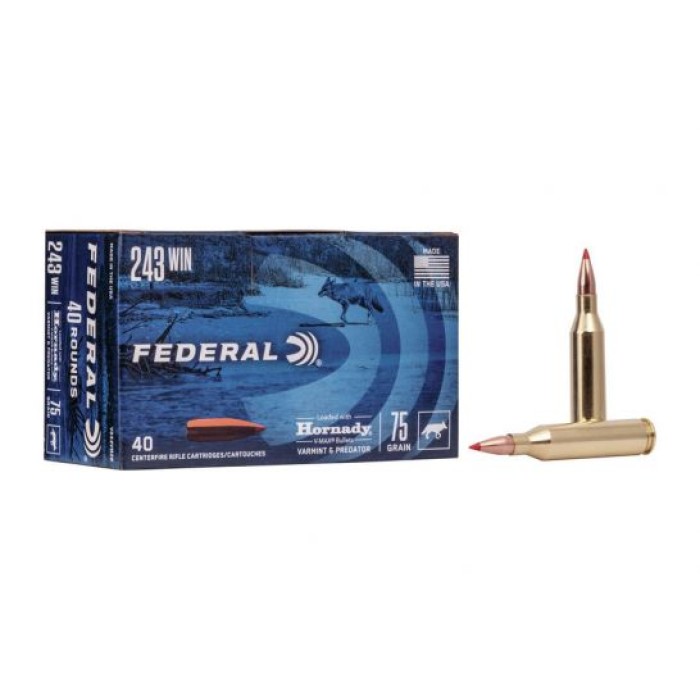 Federal Varmint and Predator 75 gr VMAX .243 Winchester 40 Rounds - V243VM2B