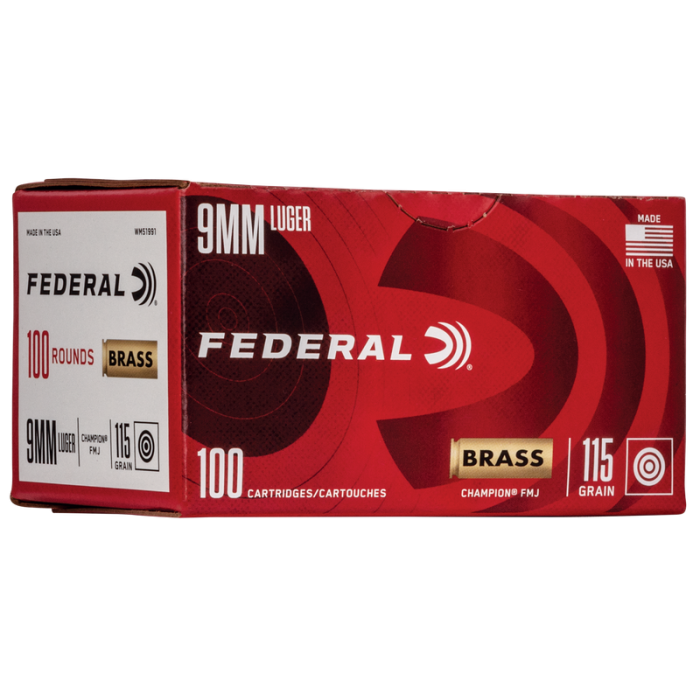 9mm - 124 Grain FMJ - Federal American Eagle - 500 Rounds