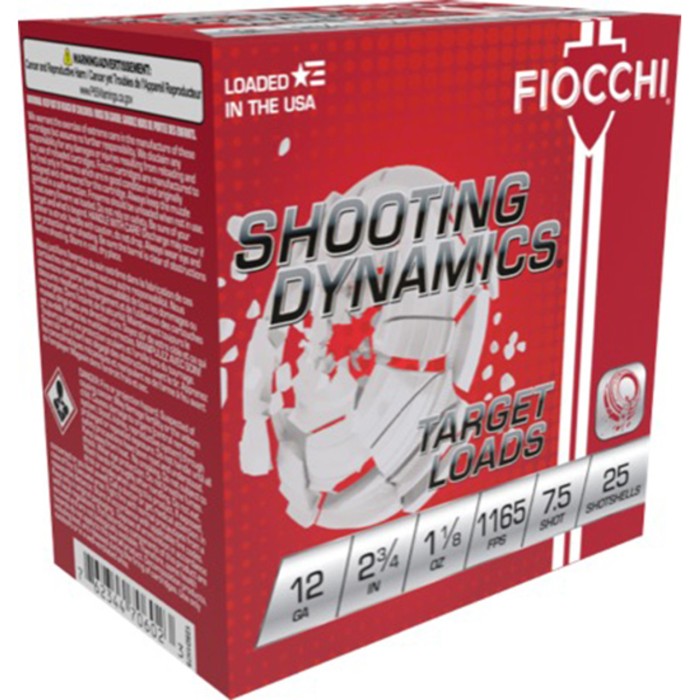 FIOCCHI Shooting Dynamics 12 Gauge 2.75in #7.5 Bulk Ammo, 250 Round Case (12SD18L7-CASE)