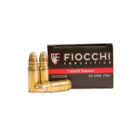 Fiocchi 7.62 X 25 MM Tokarev 85 Grain Full Metal Jacket (Box OF 50 Round) FIO-762TOK