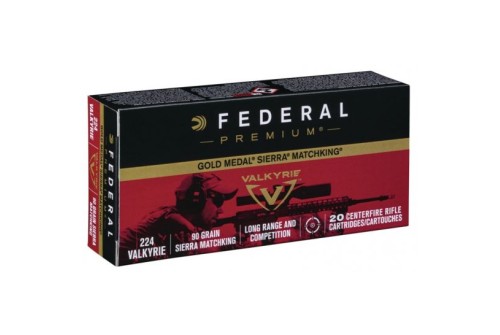 Federal Gold Medal Sierra Matchking .224 Valkyrie 90gr Ammunition, 20 Rounds - GM224VLK1