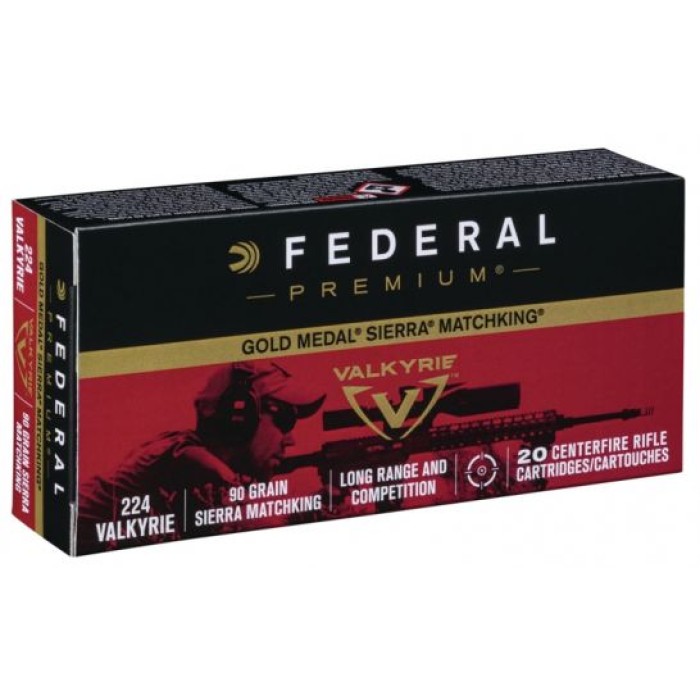 Federal Gold Medal Sierra Matchking .224 Valkyrie 90gr Ammunition, 20 Rounds - GM224VLK1