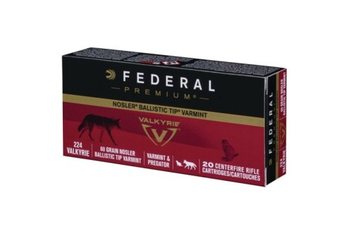 Federal Premium .224 Valkyrie 60gr Nosler Ballistic Tip Ammunition, 20 Rounds - P224VLKBT1