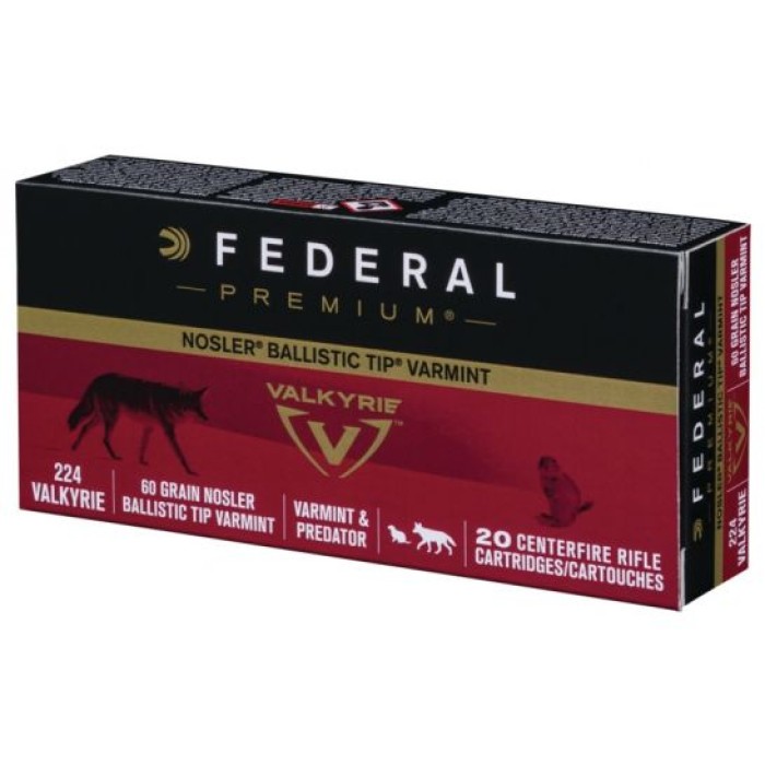 Federal Premium .224 Valkyrie 60gr Nosler Ballistic Tip Ammunition, 20 Rounds - P224VLKBT1