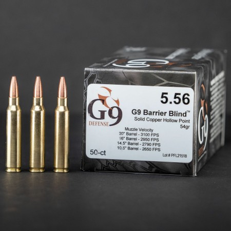 G9 Defense 5.56mm 54 Grain Hollow Point Brass Cased Pistol Ammo, 20 Rounds, B-556-54A