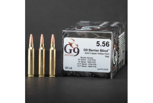 G9 Defense 5.56mm 54 Grain Hollow Point Brass Cased Pistol Ammo, 20 Rounds, B-556-54A