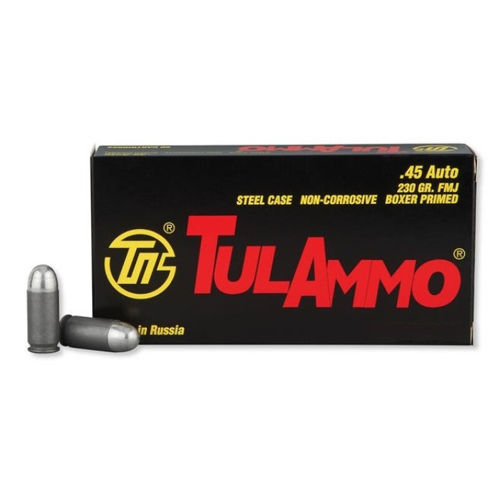 TulAmmo Handgun Ammunition .45 ACP 230 gr FMJ 850 fps 500/ct Case, TA452300C