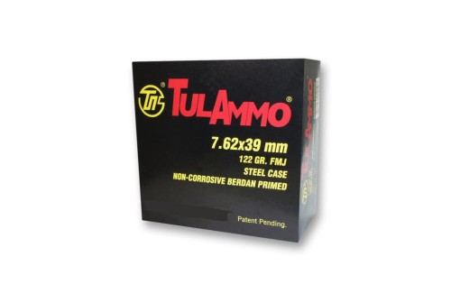 TulAmmo Rifle Ammunition 7.62x39mm 122 gr FMJ 2396 fps 1000/ct Case, UL076210C