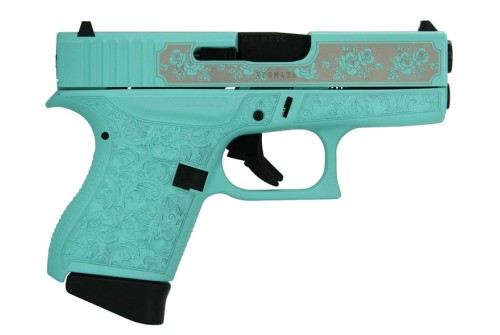 GLOCK G43 Tiffany Blue & Rose Engraved