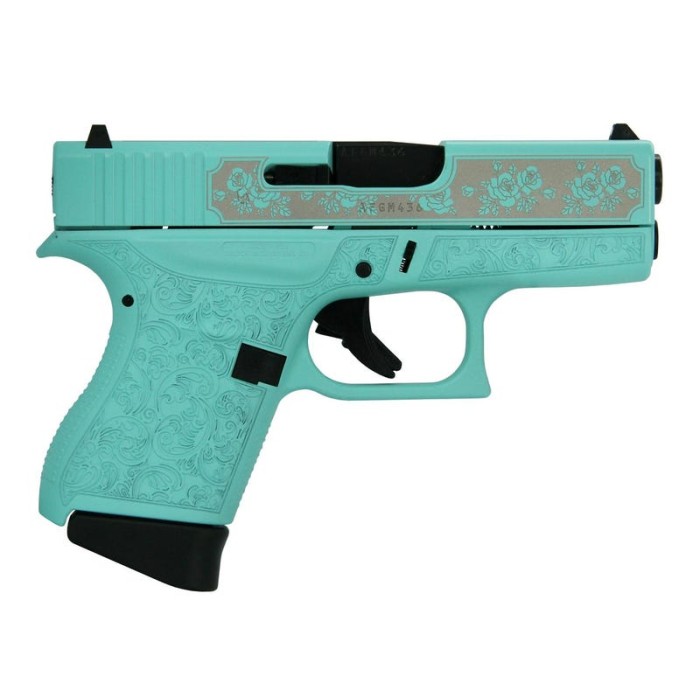 GLOCK G43 Tiffany Blue & Rose Engraved