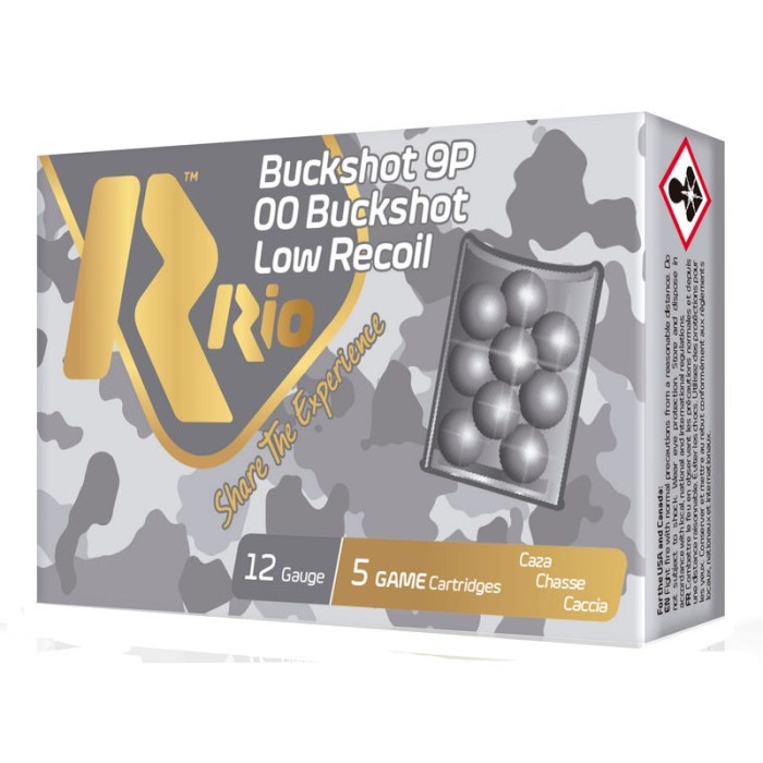 Rio 12 Gauge 00 Royal Buck Low Recoil Ammunition 250 Rounds