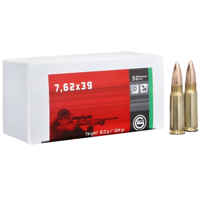 GECO 7.62X39 124gr, FMJ, Brass Cased, 20rd Box