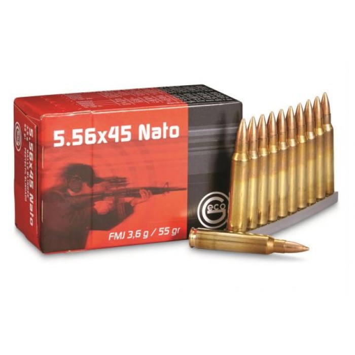 Geco Target 55 gr Full Metal Jacket 5.56 Ammo, 50/box - 278140050