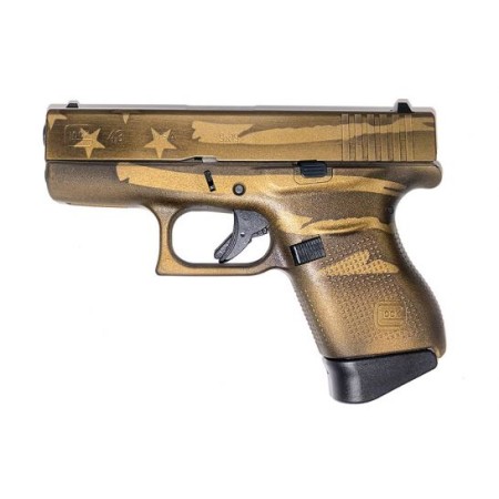 Glock 43 9mm Pistol, Battleworn Bronze Distressed Flag - UI4350204-BBBWFLAG