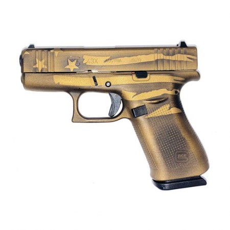 Glock Glock Glock 43X, 9Mm, 3.41" Barrel, Burnt Bronze Flag, 10-Rd, Ivs Exclusive PX4350204-BBBWFLAG