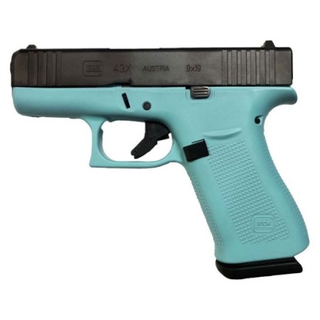 Glock 43X 9mm Pistol, Robin's Egg Blue/Black - PX4350204-REB