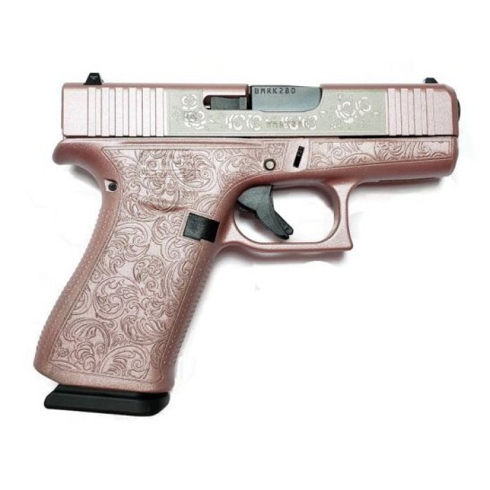 Glock 43X "Glock and Roses" Engraved 9mm Pistol, Pink - PX4350201GR