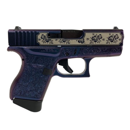 Glock 43 Custom "Glock & Roses" IN Mongoose Purple Subcompact Handgun 9Mm Luger 6Rd Magazines (2) 3.41" Barrel Usa Made UI4350201MGR 688099404185