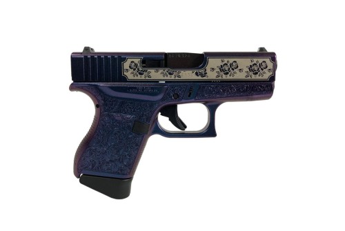 Glock 43 Custom "Glock & Roses" IN Mongoose Purple Subcompact Handgun 9Mm Luger 6Rd Magazines (2) 3.41" Barrel Usa Made UI4350201MGR 688099404185