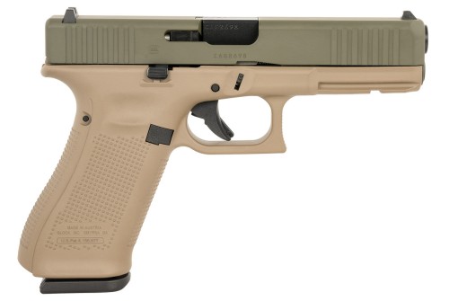 Glock G17 Gen 5 9mm, 4.49" Barrel, Olive Drab Green Slide, Flat Dark Earth Frame, 10rd