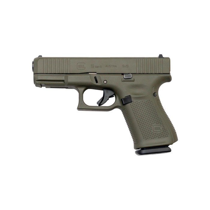 Glock 19 9mm Luger 4in Green Cerakote Pistol - 15+1 Rounds