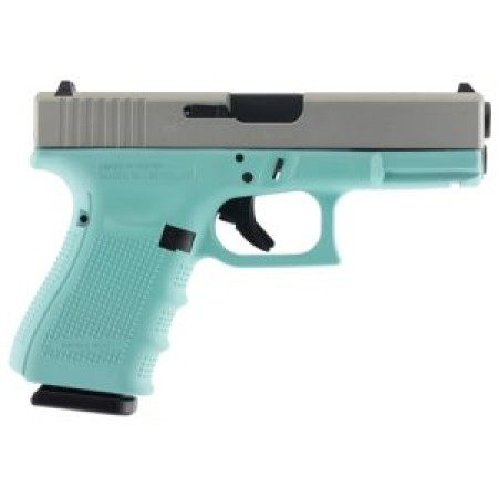 Glock PG1950203RES G19 Gen 4 Double 9mm Luger 4.01" 15+1 Robin Egg Blue Interchangeable Backstrap Grip Silver Aluminum Alloy