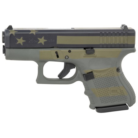 Glock 26 Gen4 9mm, 3.43" Barrel, Fixed Sights, Overall Operator Flag Cerakote, 10rd