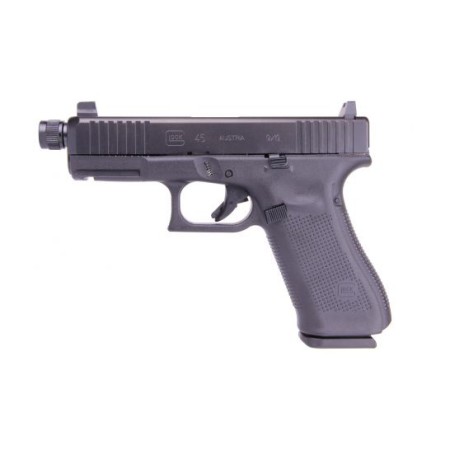 Glock 45 Gen 5 9mm Pistol with Front Serrations and Threaded Barrel, Black - PA455S3G03tb