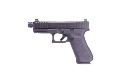 Glock 45 Gen 5 9mm Pistol with Front Serrations and Threaded Barrel, Black - PA455S3G03tb