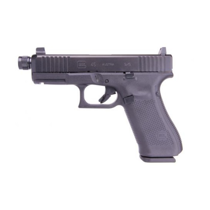 Glock 45 Gen 5 9mm Pistol with Front Serrations and Threaded Barrel, Black - PA455S3G03tb