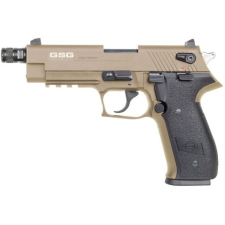 GSG Firefly .22LR 4.9u201d Barrel Flat Dark Earth Pistol with Threaded Barrel - GERG2210TFFT