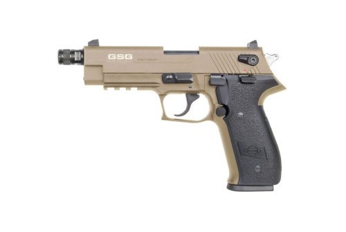 GSG Firefly .22LR 4.9u201d Barrel Flat Dark Earth Pistol with Threaded Barrel - GERG2210TFFT
