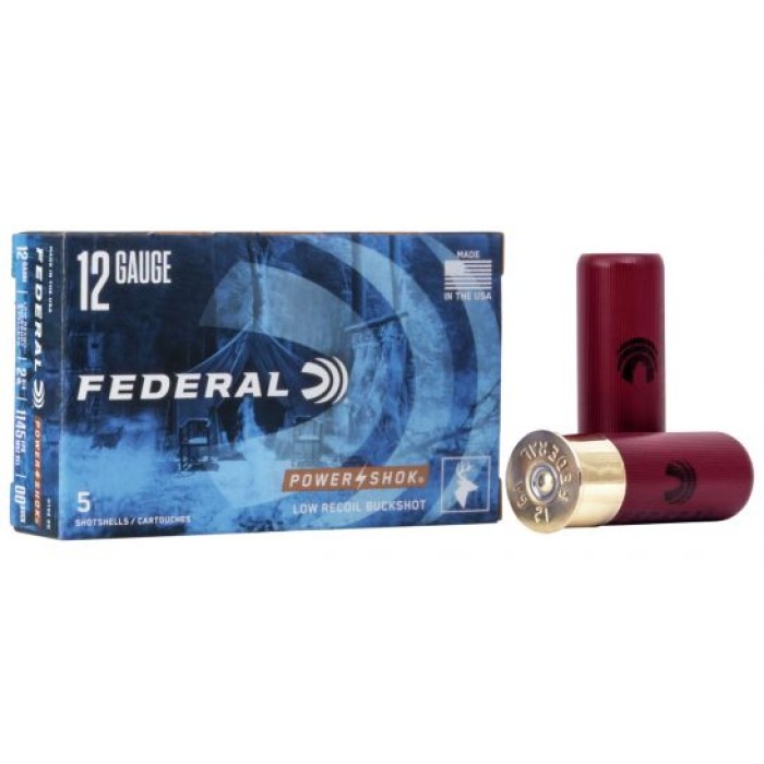 Federal Power-Shok 12 GA 00Buck-Shot 5-Rounds 2.75" Low Recoil