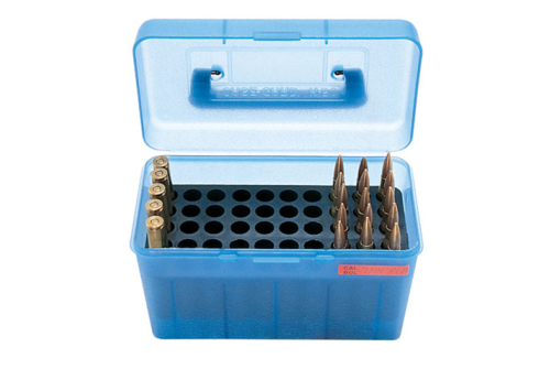 MTM Deluxe 50 Round Clear Blue Ammo Box with Handle (H50-R-MAG-24)