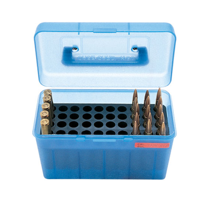 MTM Deluxe 50 Round Clear Blue Ammo Box with Handle (H50-R-MAG-24)