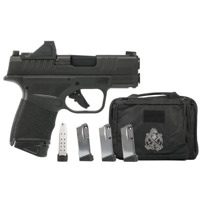 Springfield Armory HC9319BOSPGU24 Hellcat OSP 9mm Luger Gear up 2024 Includes Viridian RFX-11 Green Dot Optic, 11rd(4) 13rd(1) Magazines (Total of 5), Dual Range Bag