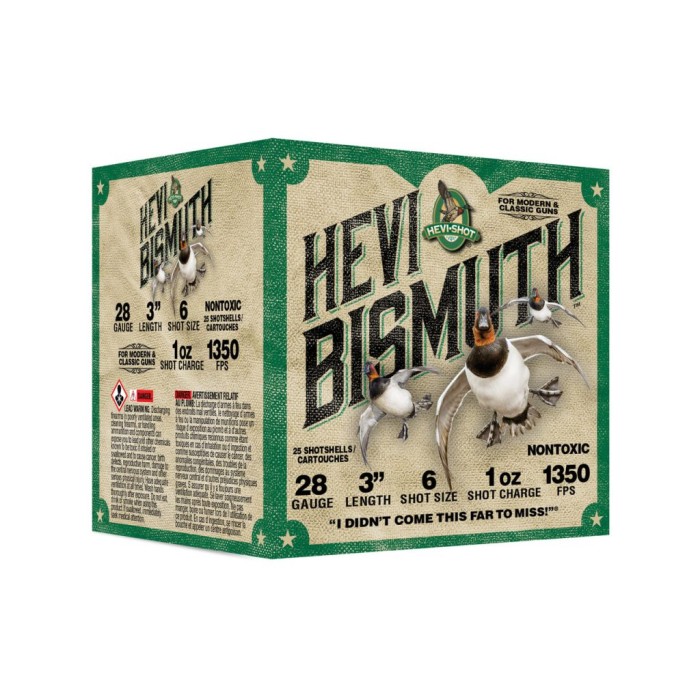 HEVI-Shot Hevi Bismuth 28 Gauge 3in Shotgun Ammo, 6 Bismuth Shot, 1oz, 25 Rounds, HS18436-25RD