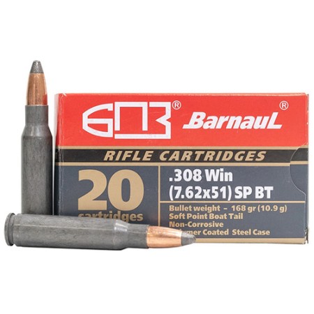 BARNAUL .308 WINCHESTER 168GR FMJ STEEL CASE 20rds