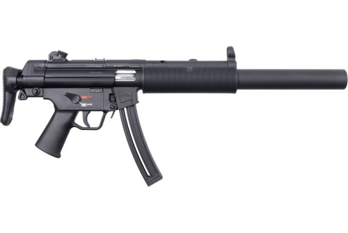 HK MP5 .22 LR, 16.1" Barrel, Telescoping Stock, Faux Suppressor, Black, 25rd