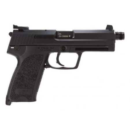 HK 81000350 USP Tactical V1 SA/DA 45 ACP Caliber with 5.09" Threaded Barrel, 12+1 Capacity, Overall Black Finish