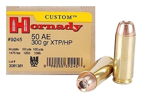 Hornady 9245 Custom 50 AE 300 gr XTP Hollow Point Handgun Ammo - 20 Rounds - Dirty Bird Industries