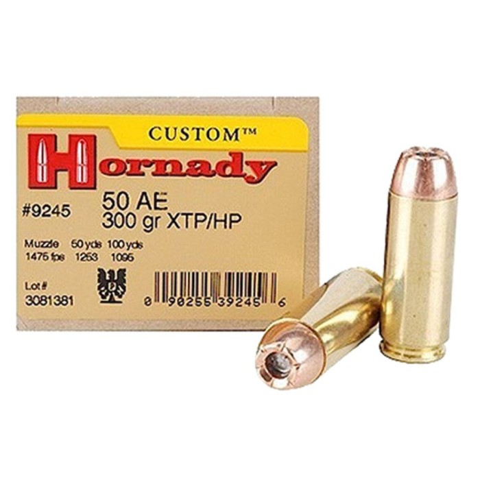 Hornady 9245 Custom 50 AE 300 gr XTP Hollow Point Handgun Ammo - 20 Rounds - Dirty Bird Industries