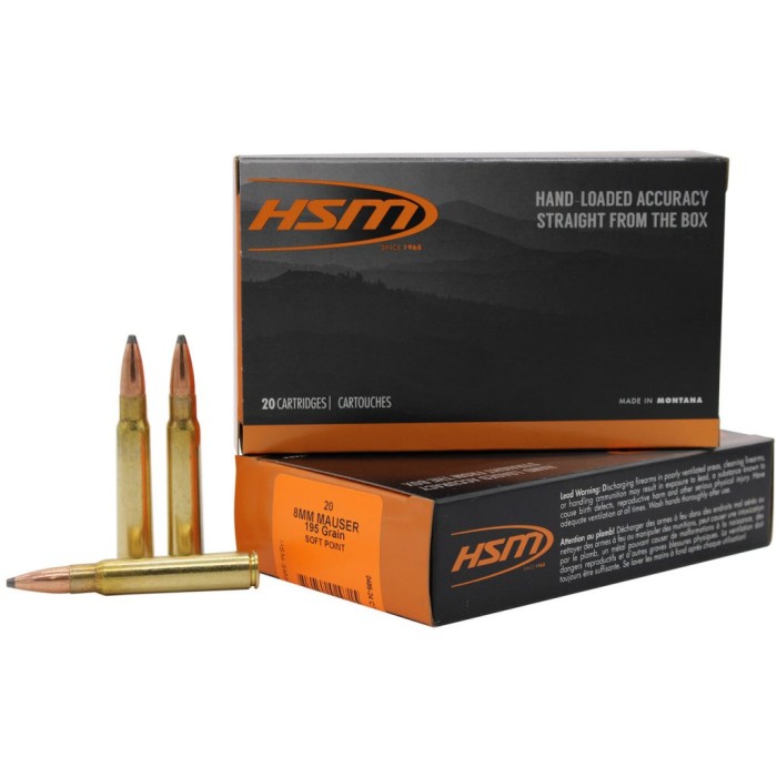 HSM 8MAUSER5N 8mmMauser 195gr Soft Point 20 Per Box