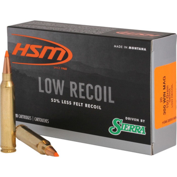 Hsm Ammo .300 Win Mag 150Gr. Sbt Low Recoil 20-Pk ! 300WinMag-42-N