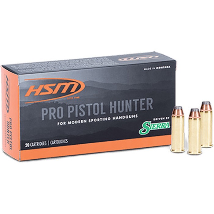 HSM Ammunition Pro Hunter .44 Magnum 300 Grain Soft Point Brass Cased Centerfire Pistol Ammo, 50 Rounds, HSM-44M-17-N