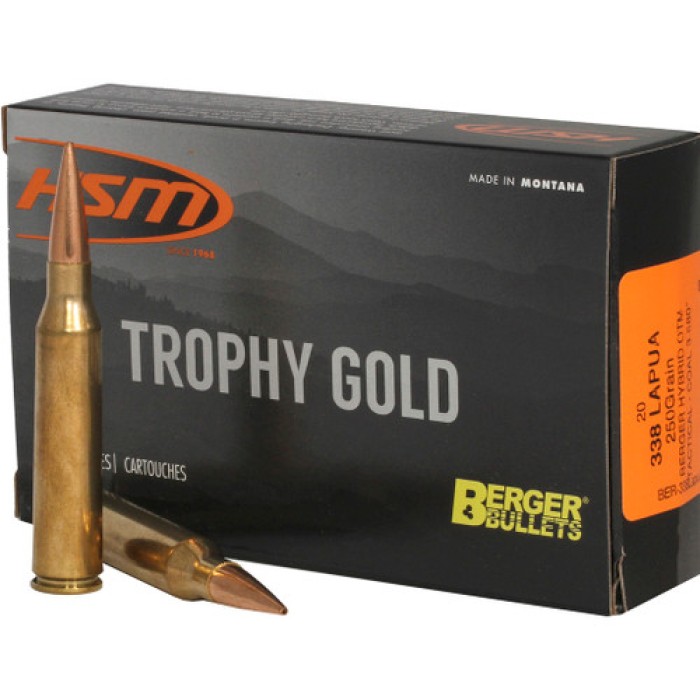 Hsm Ammo Tg .338 Lapua Mag 250 - Gr. Berger Otm 3.68oal 20-pk