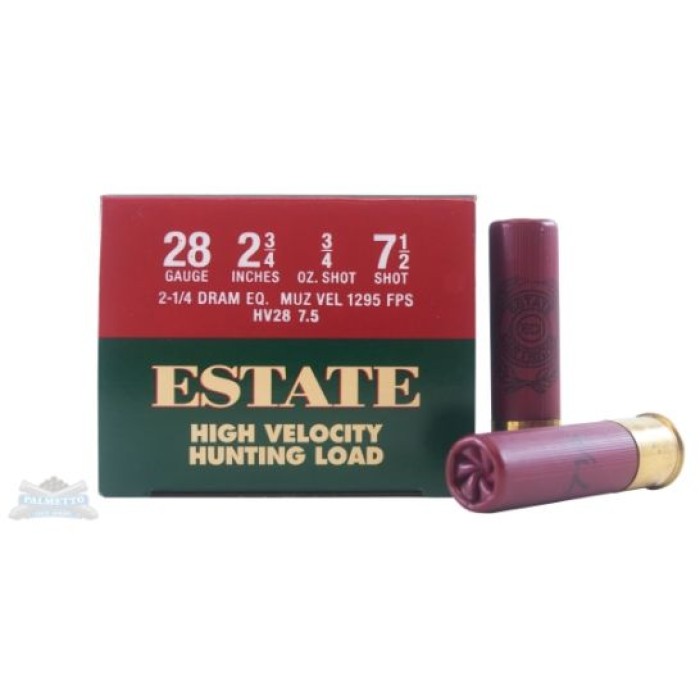 Estate 28ga 2.75" #7.5 Shotshells 25rds - HV28 7.5