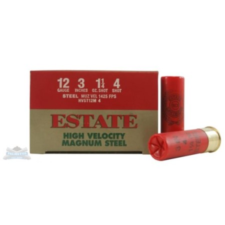 Estate 12ga 3" Max 1.25oz #4 High Velocity Steel Shotshells 25rds - HVST12M 4