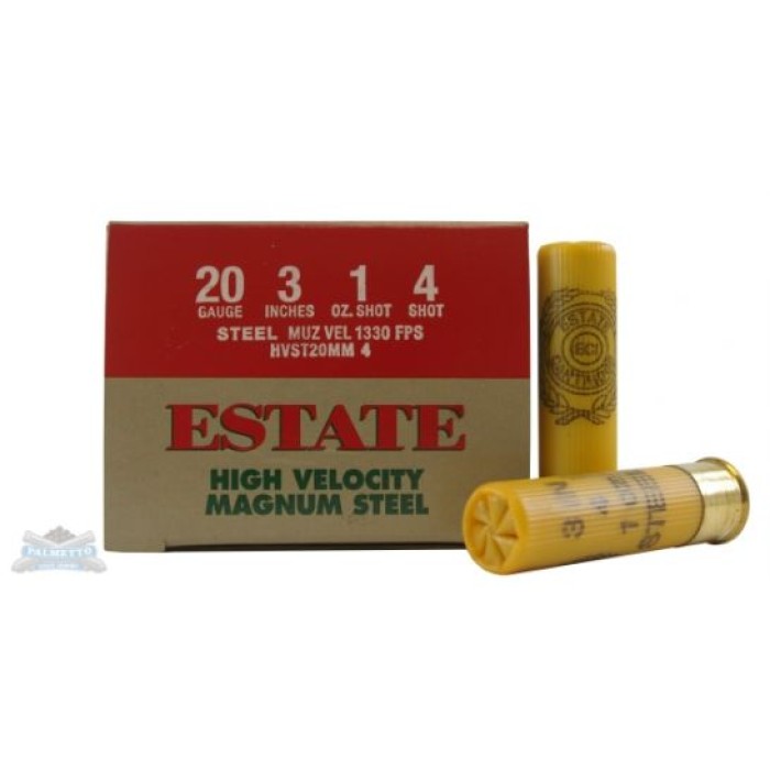 Estate 20ga 3" 1oz #4 High Velocity Steel Shotshells 25rds - HVST20MM 4