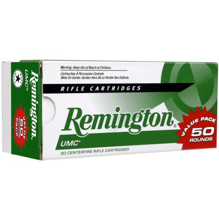 Remington UMC Rifle Ammunition .223 Rem 50 gr JHP 3425 fps 50/ct